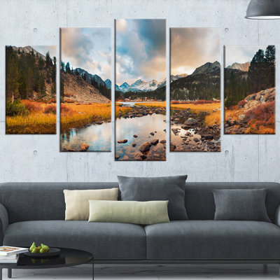" Rocky Lake Sunset Panorama " 5 - Pieces