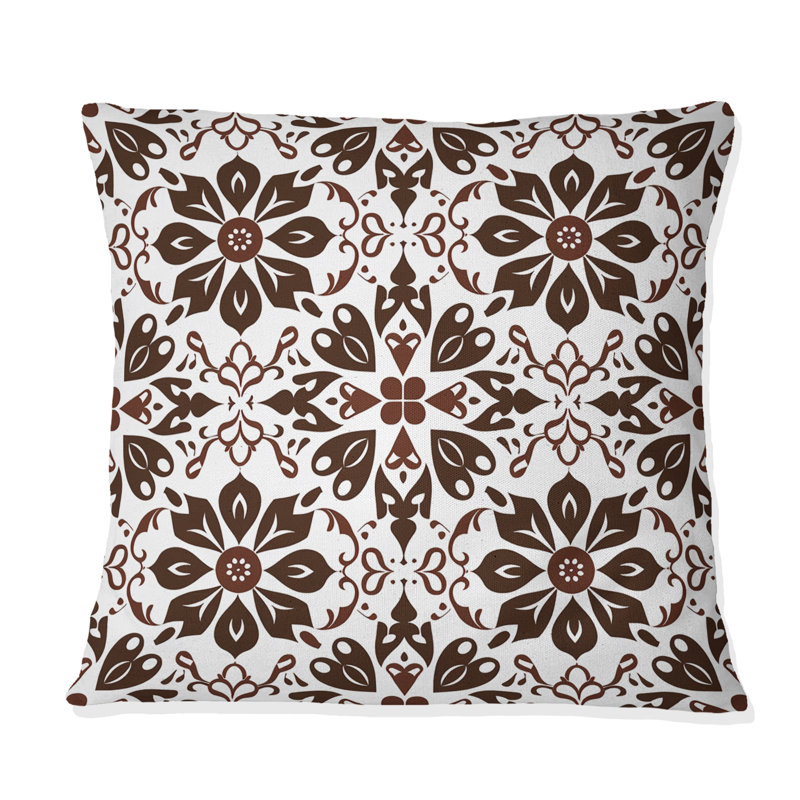 Coussin décoratif brun et blanc en mosaïque Bliss II, H 16 po x l 16 po