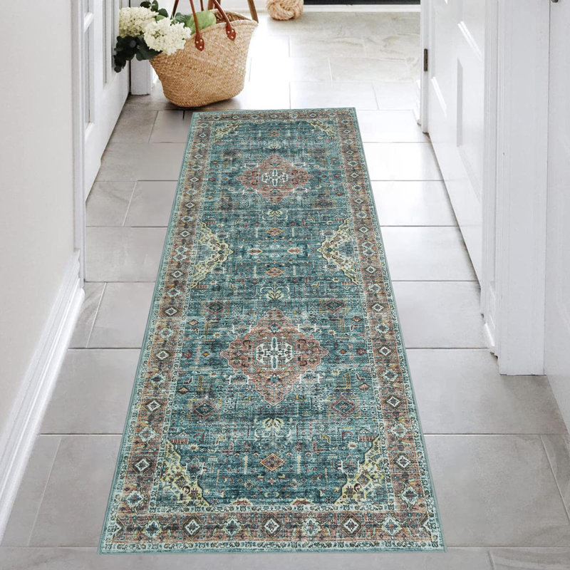 Abstract Machine Printed Area Rug, Runner 60 x 230 cm