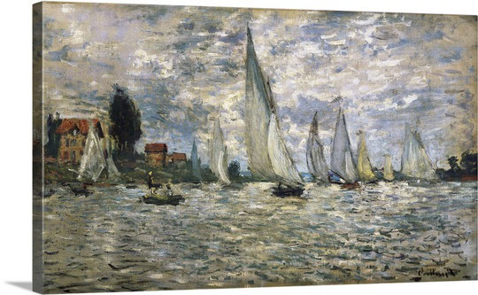 "Claude, bateaux ou régate à Argenteuil", reproduction d'art, H 24 po x l 36 po x P 1,25 po, Toile