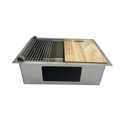 Évier de cuisine encastré en acier inoxydable - bol simple de 32 pouces avec accessoires