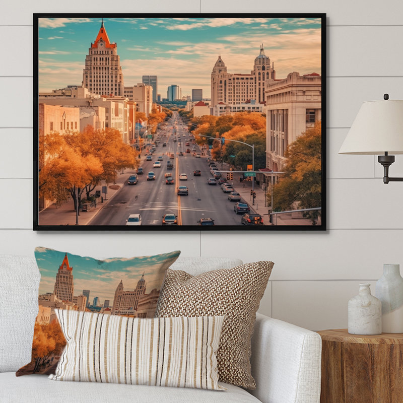 Austin Austin, paysage urbain dynamique I, H 16 po x l 32 po x P 1 po, Cadre flottant noir