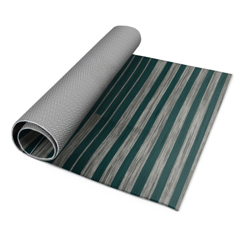 HorizontalStripes Blue Indoor and Outdoor Area Rug, Rectangle 3' x 5'