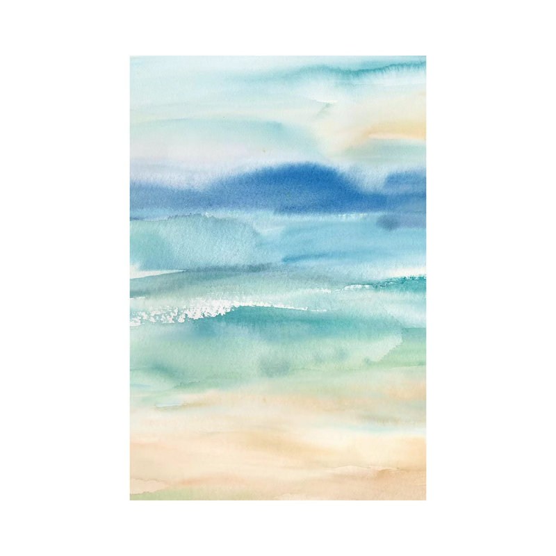 «Abstract Seascape» par Cynthia Coulter - peinture sur toile tendue, H 40 po x l 26 po x P 1,5 po