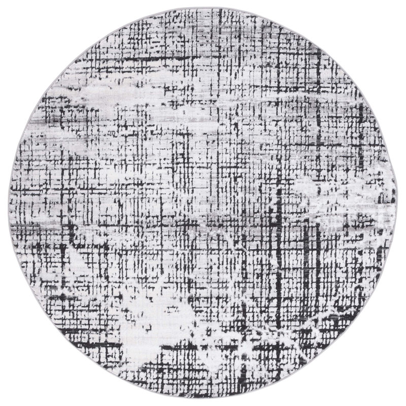 Tapis gris / gris anthracite Minyard 248, Rond 6 pi 7 po