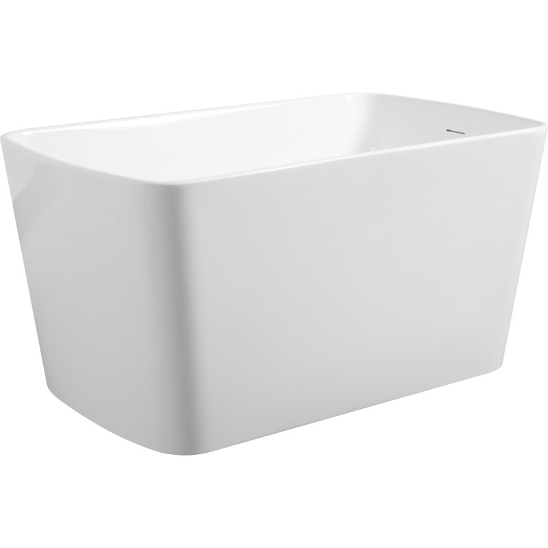49'' Acrylic Freestanding Soaking Bathtub, Square-Shape Japanese Soaking Hot Tub, Chrome Overflow And Quick Drain, White