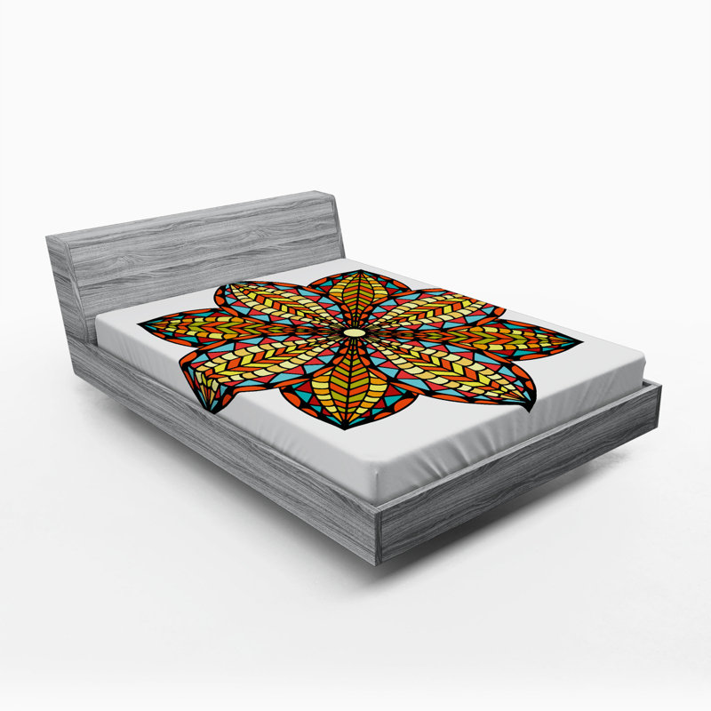 Drap-housse en microfibre Mandala, Drap-housse de taille double
