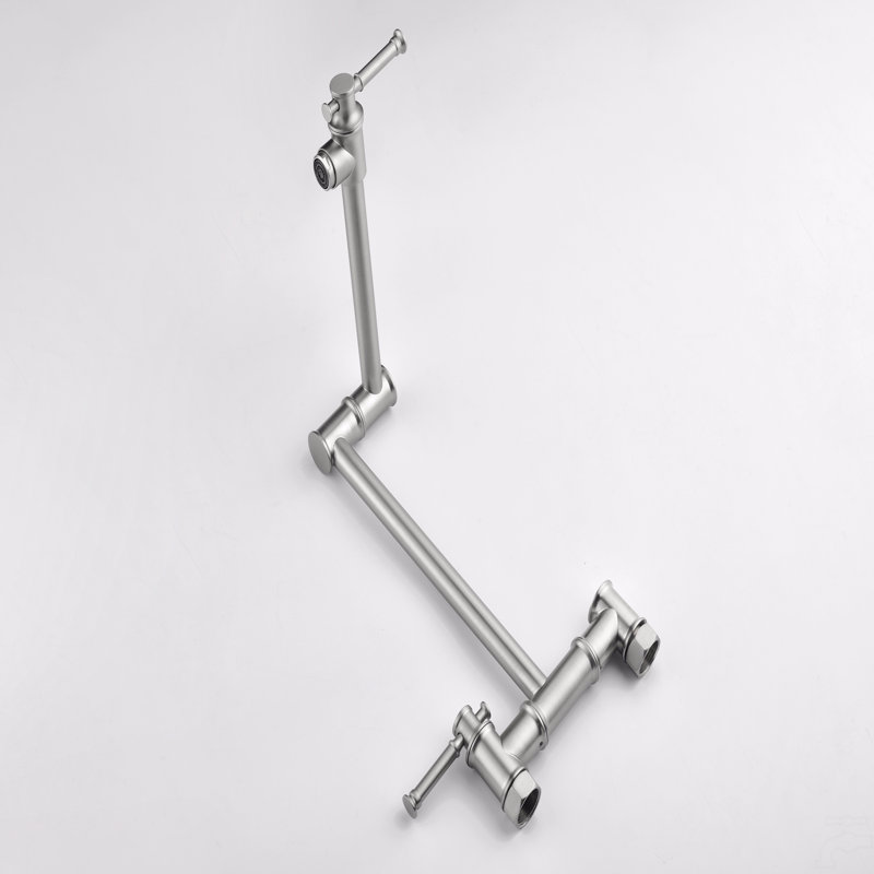 Wall Mounted Pot Filler Faucet, Modern Brass Pot Filler Two-Attachment Wall Mount Folding Kitchen Pot Filler Swing Arm