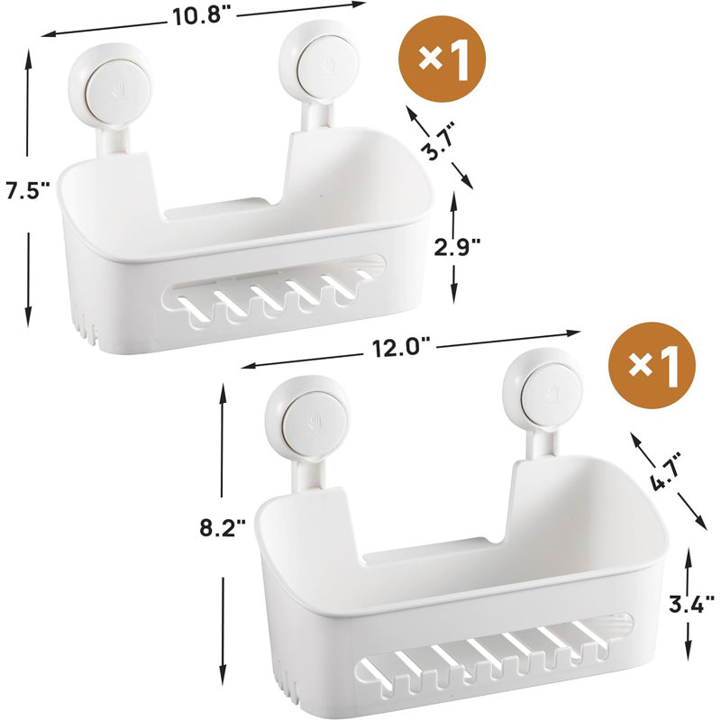 Serviteur de douche avec ventouses puissantes - Organisateur de salle de bain sans perceuse, capacité de 22 lb, tablette de rangement imperméable et durable avec conception de drainage pour la douche, la salle de bain, la cuisine