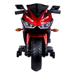 Kids 12V Ride-On Motorcycle With Training Wheels, Manual Throttle & LED Light-Up Wheels, Electric Ride-On Toy