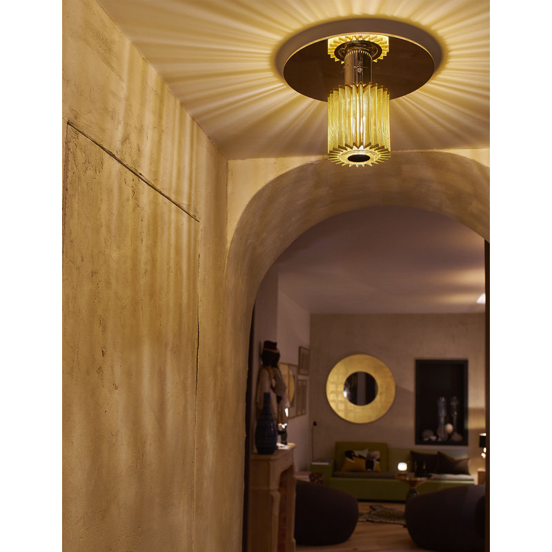 1 - Light Flush Mounted Sconce, Gold, 10.63" H x 10.63" W x 6.97" D, Gold