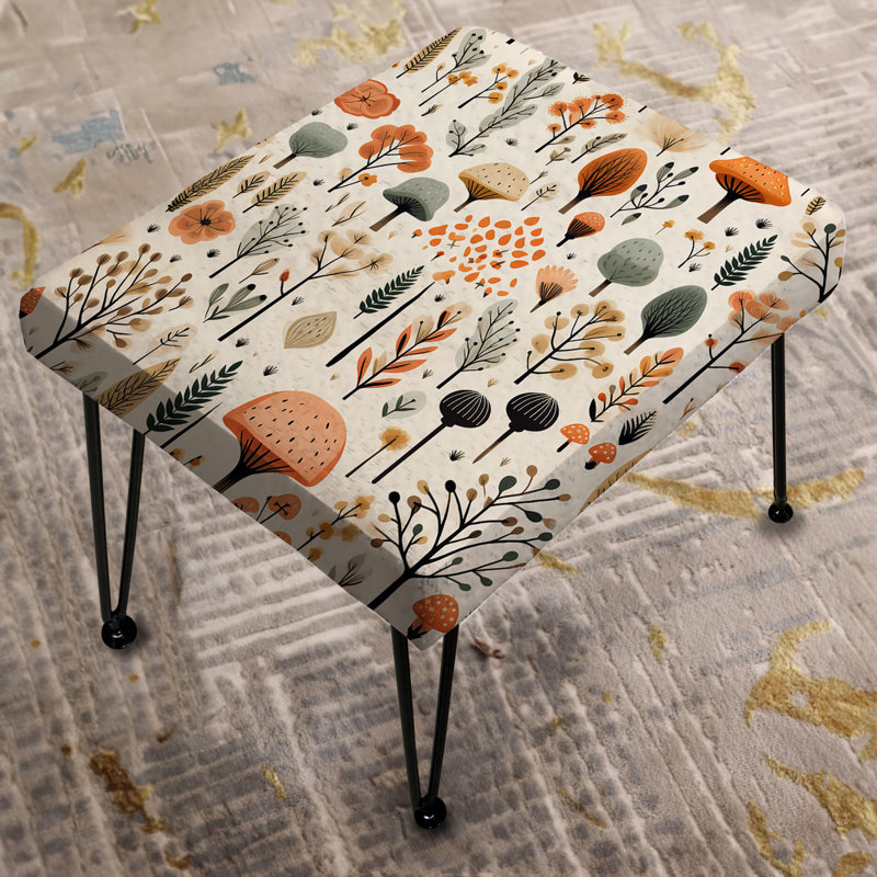 Charme de forêt orange et gris serein - repose-pieds rectangulaire botanique