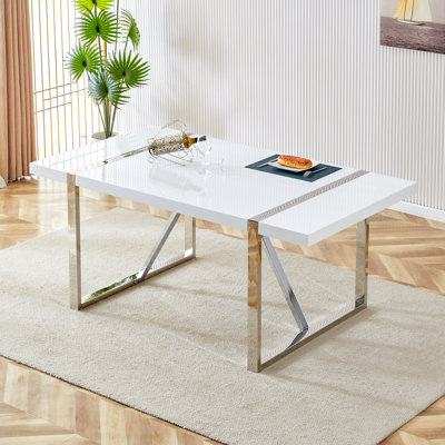 71'' L Dining Table with Metal Base