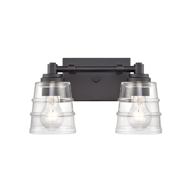 Éclairage pour meuble-lavabo à 2 lumières de 13 po de large Pulsate - noir mat, H 7,75 po x l 13 po x P 6,5 po, Noir