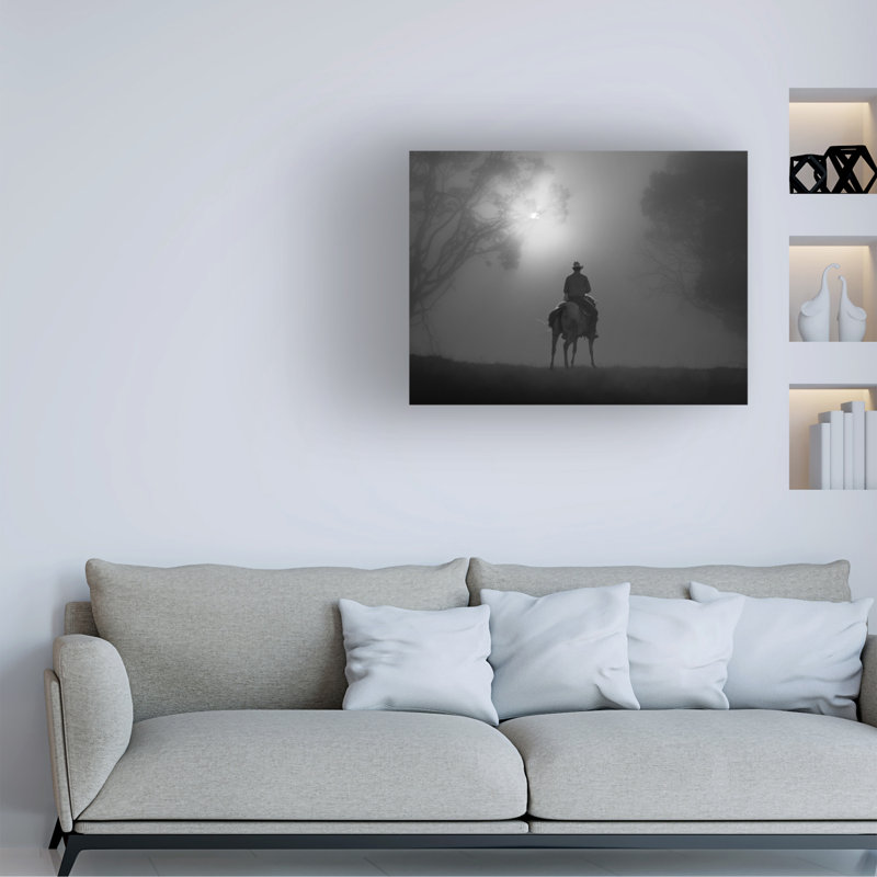 Art sur toile Frank Ma Riding In Dawn Mist, H 24 po x l 32 po