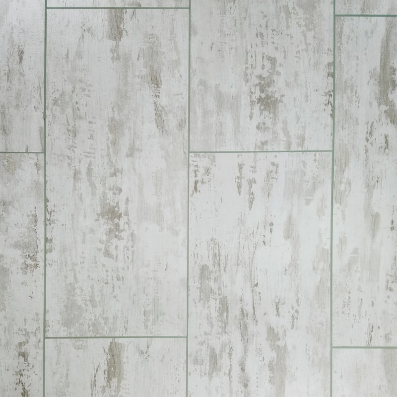 Carrelage mural de cuisine et de salle de bain style bord droit en bois 7 po x 16 po Nature, Gris / Blanc