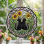 Panneau de vitrail Black Cats Sunflowers - 7,8H-1925402891