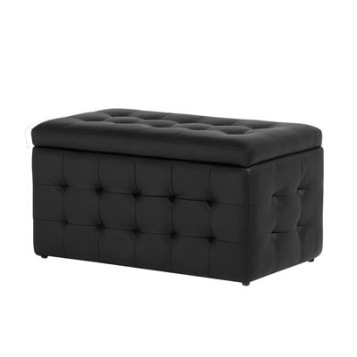 Roseleaf 73cm Wide Faux Leather Tufted Rectangle Solid Colour Ottoman with Storage