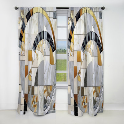 Gris et jaune mosaïque IV - rideau formes abstraites - rideau occultant - 1 panneaux
