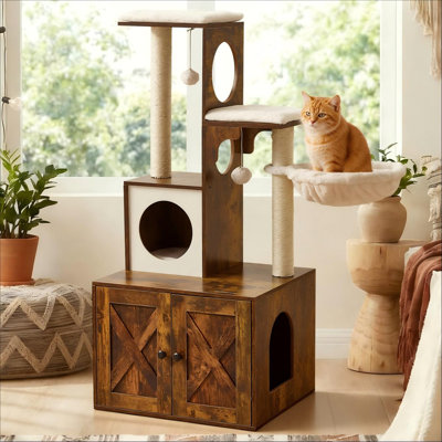 53" Kimmel Cat Tree with Litter Box Enclosure