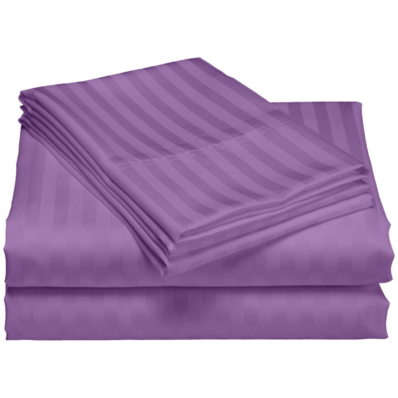 Sateen Striped Sheet Set, Aqua, Twin Sheet Set + 2 Pillow Cases Included