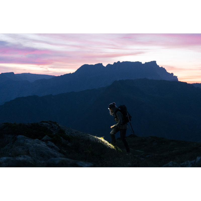 Female Hiker Crosses Mountain Ridge 1 Piece Wrapped Canvas Wall Art, 20cm H x 30cm W