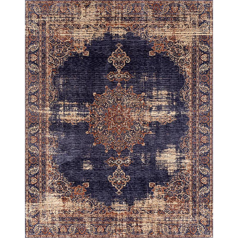 Oriental Area Rug in Distressed Stonewash Blue