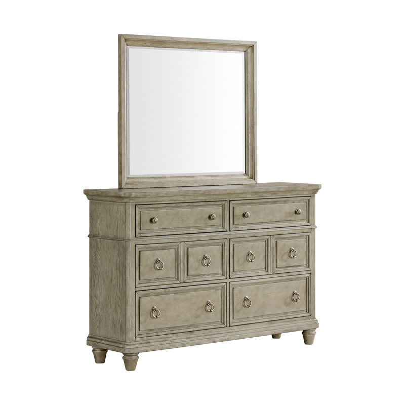 Ensemble commode et miroir gris clair