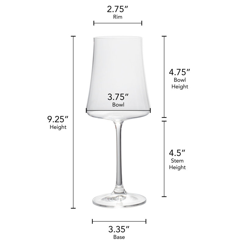 Aline 18 oz Clear Crystal Red Wine Glasses Set of 4