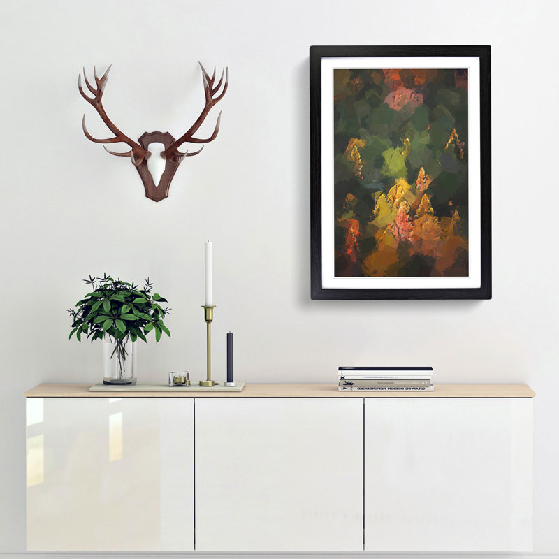 Pointed Trees in Abstract - Framed Print, 76cm H x 50cm W x 2cm D, Black