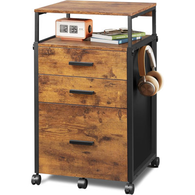 File Cabinet With Storage Drawers, Rolling Printer Stand With Adjustable Shelves, Wood Filing Cabinet For Home Office by DEVAISE