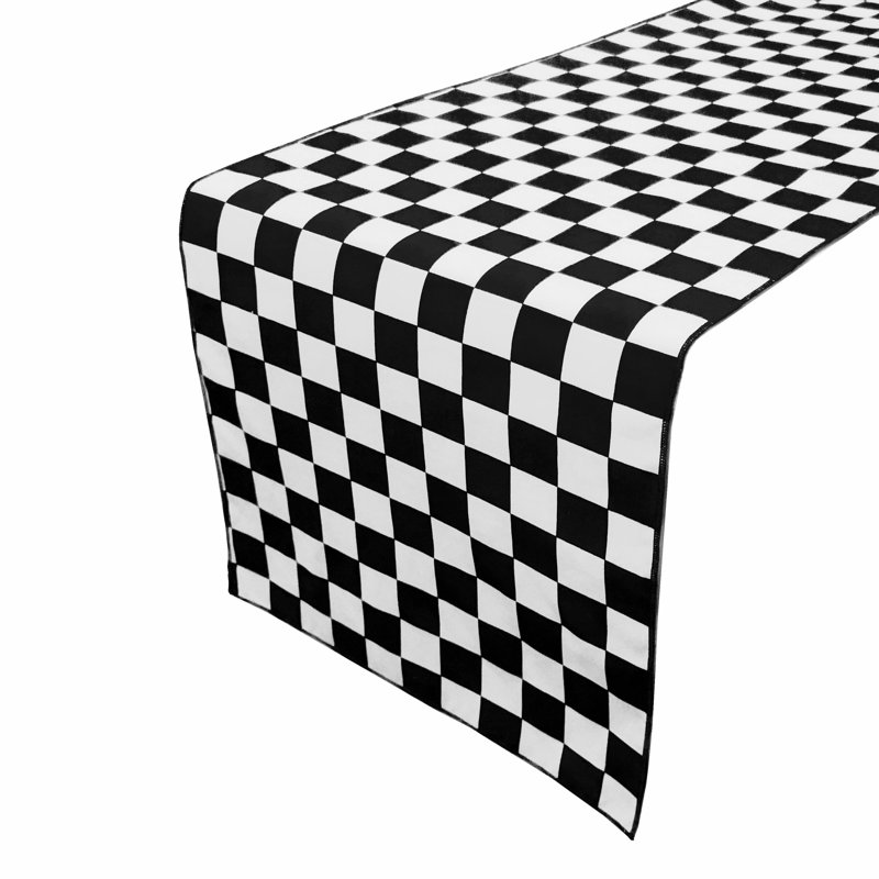 Chemin de table à damier, L 108 po x l 12 po