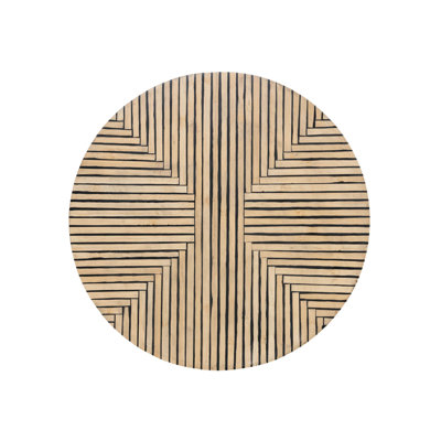 Geometric Striped Wooden Lazy Susan