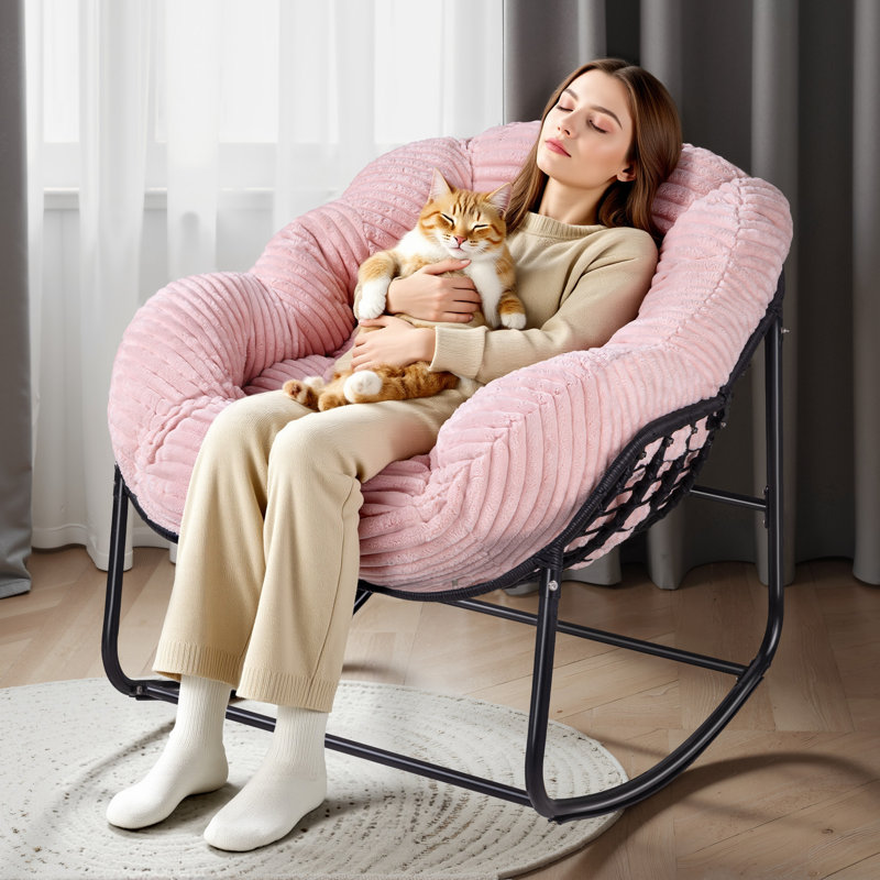 Chaise berçante surdimensionnée avec coussin, Rose