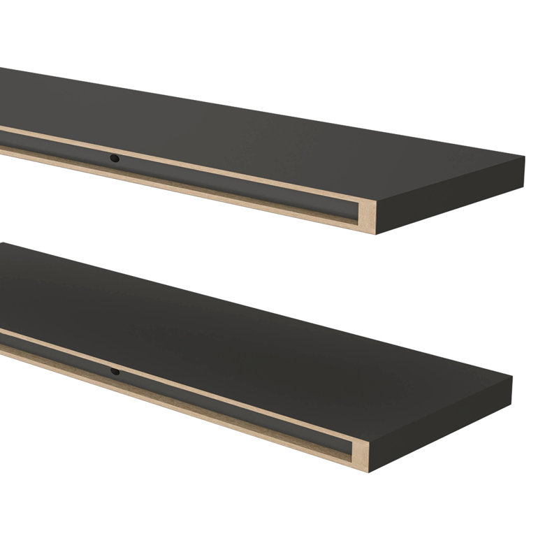 Greer Floating Shelf In Melamine X2, Grey, Matte Gray