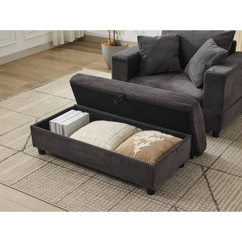 Méridienne surdimensionnée en velours côtelé moelleux, Gris