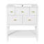 Rangement de salle de bain 30 po avec lavabo en céramique - structure en bois massif, 5 tiroirs, blanc, armoire moderne 30 po, blanc-121112508