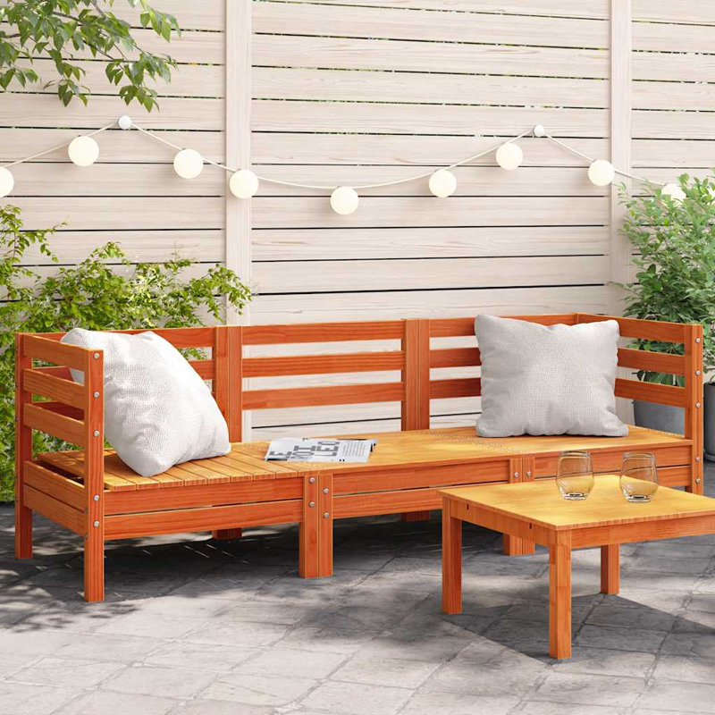 Giovanna 190.5cm Wide Wood Patio Sofa, Wax Brown