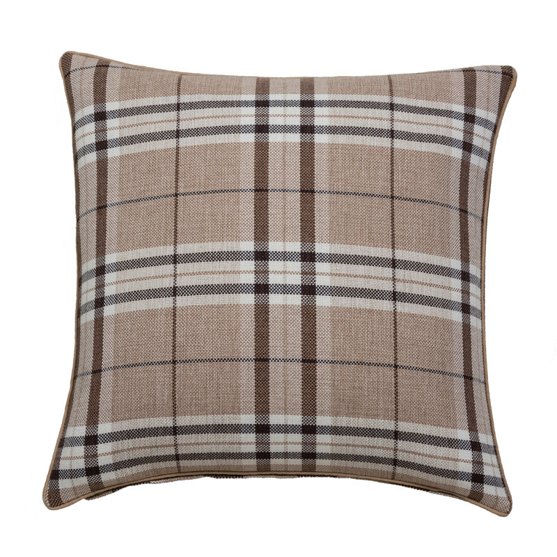Colleyville Plaid Square Cushion, Latte, 60 x 60cm