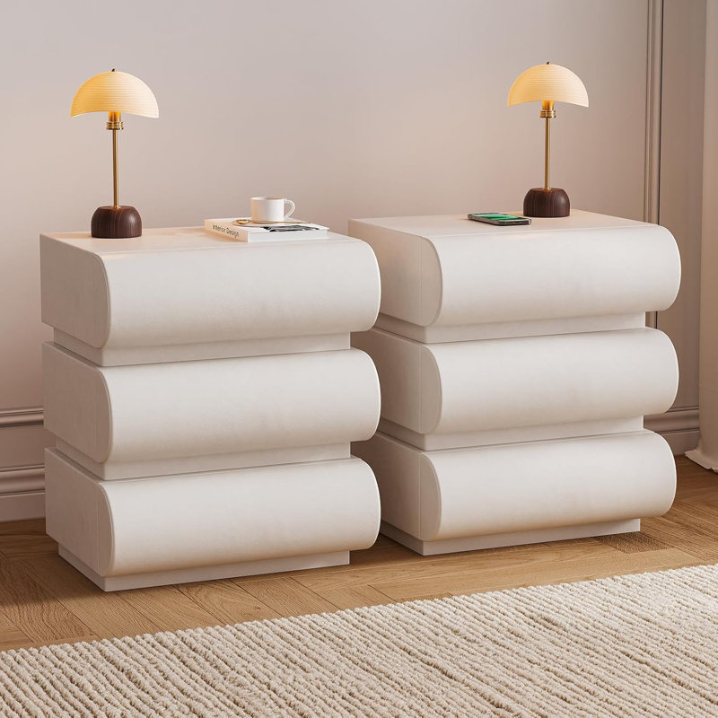 Ensemble de 2 tables de chevet en cuir blanc Hum Humid