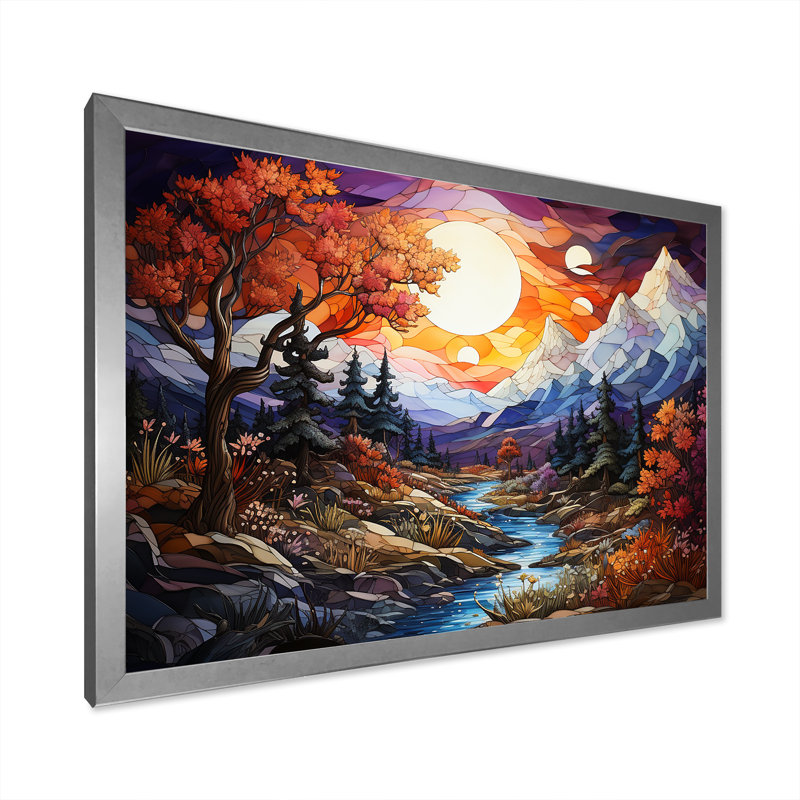 Combinaison de pics de tranquillité I sur toile, Cadre simple argenté, H 24 po x l 32 po x P 1 po
