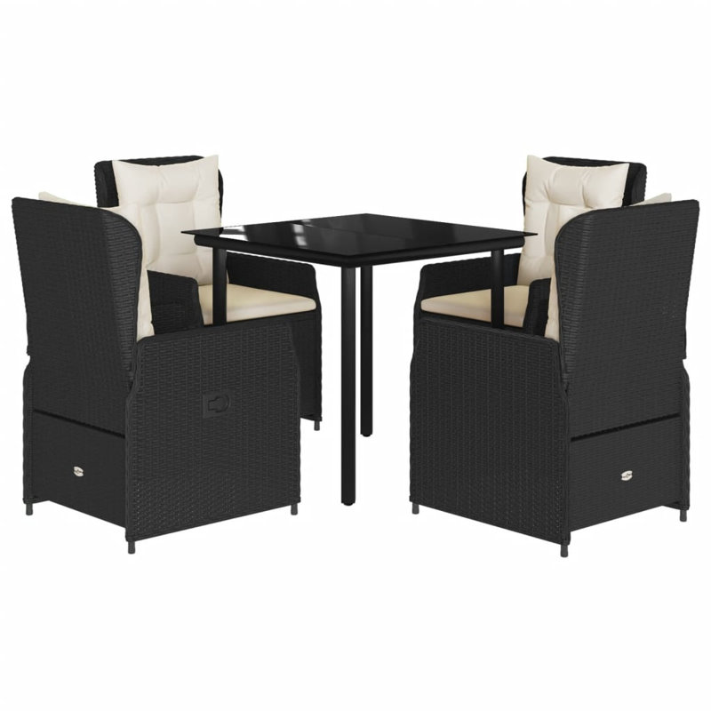  Garden Dining Set Black, Cream White