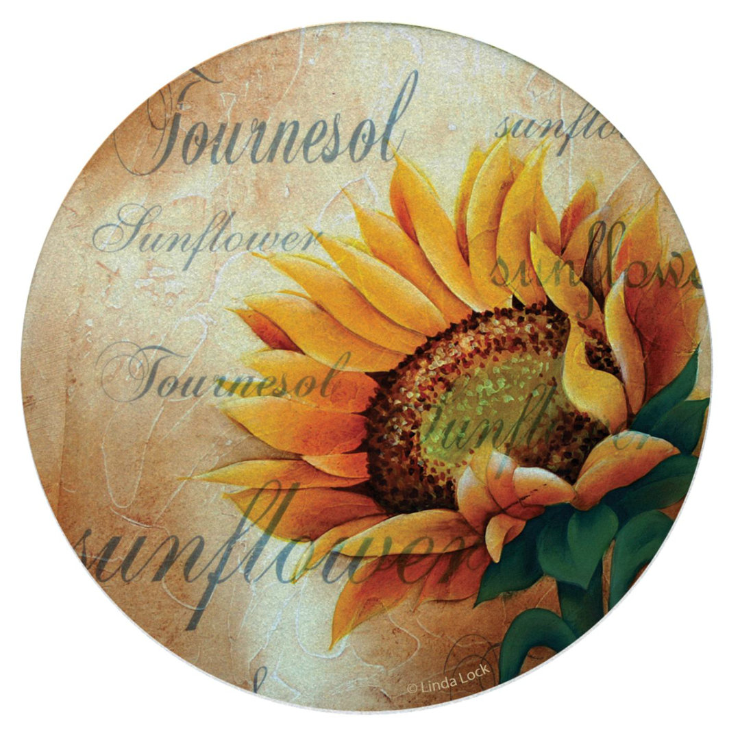 Sunflower 4-Pack Natural Sandstone Coasters (Set of 4) Ebern Designs