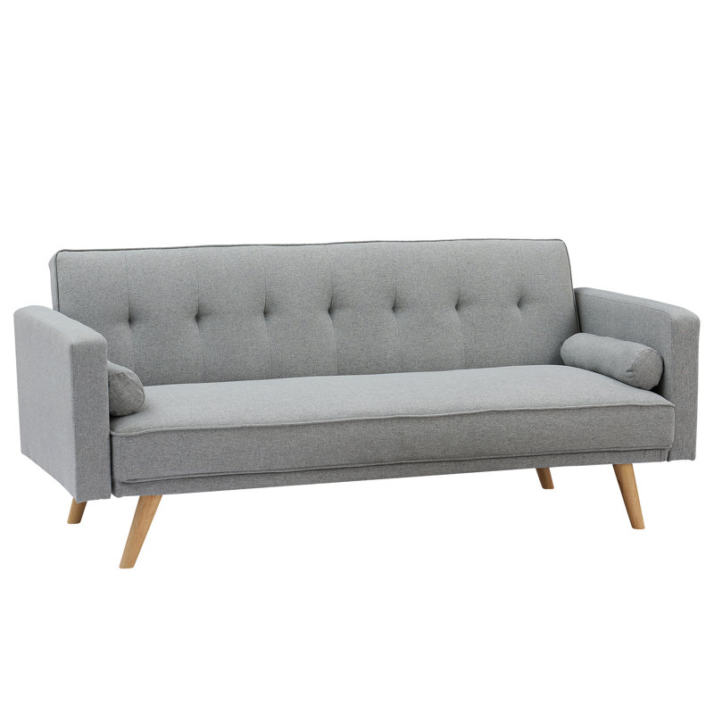 Canapé rembourré Kilynn, Mélange de lin gris clair
