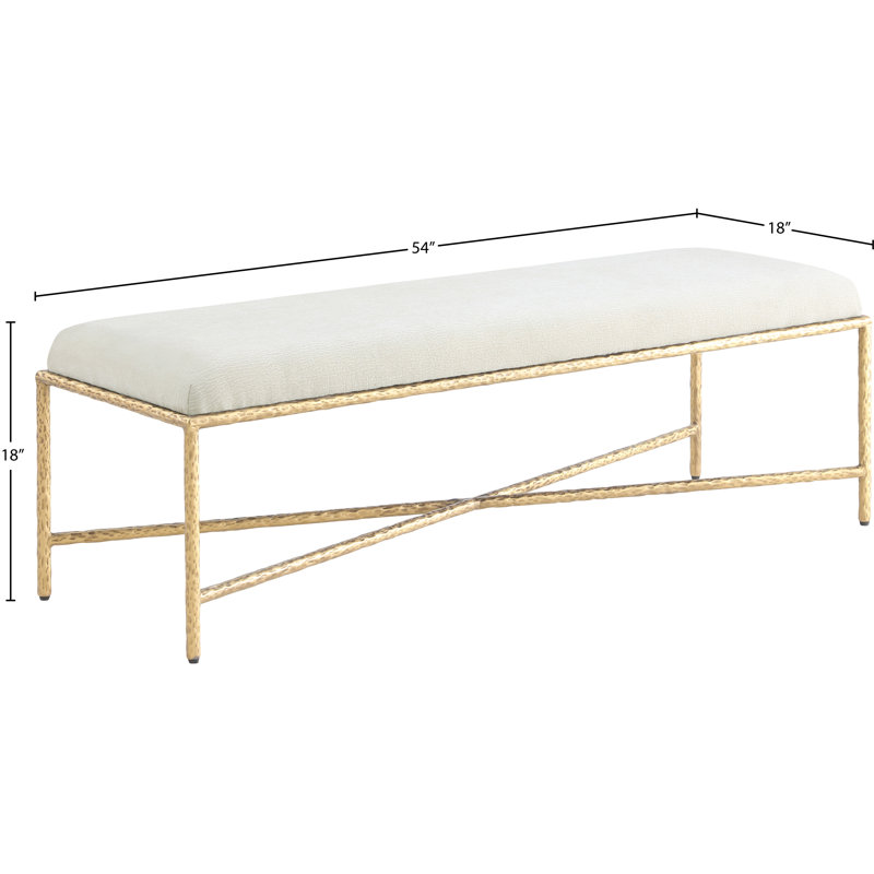 Valley Upholstered Bench, Gold, Cream