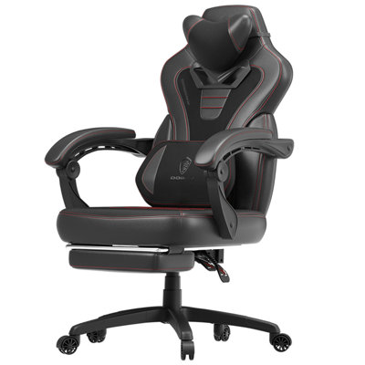 Big and Tall Gaming Chair with Footrest & Massage - Heavy Duty Ergonomic Computer Chair for Adults by Goosea