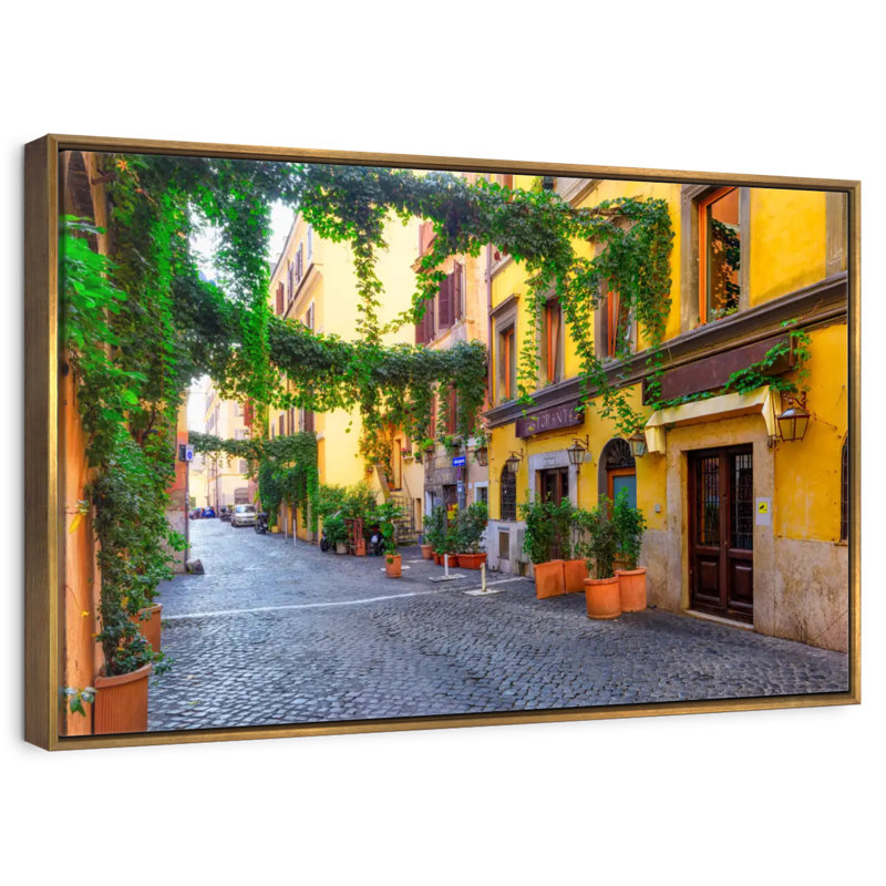 Rue du Trastevere, 25 po x 17 po, Cadre flottant doré