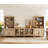 Sideboard Cabinet With Bar Hutch, Buffet Cabinet With Glass Doors, 3 Tier Shelves And Wood Storages, 135''-1756285726