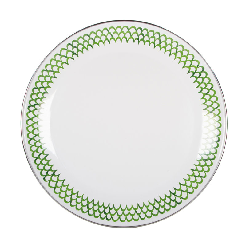 Set of 4 Green Scallop Dinner Plates