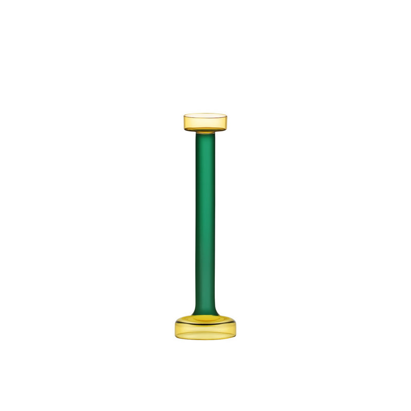 Porte-bougie en verre Montana, H 10,5 po x l 3 po x P 3 po, Vert